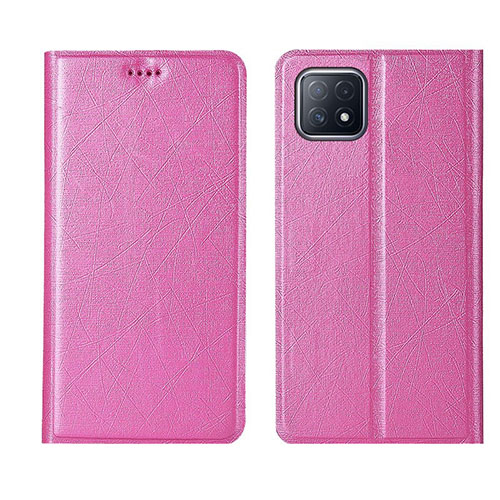 Leather Case Stands Flip Cover Holder for Oppo A72 5G Pink