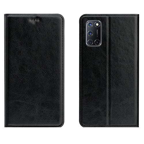 Leather Case Stands Flip Cover Holder for Oppo A92 Black