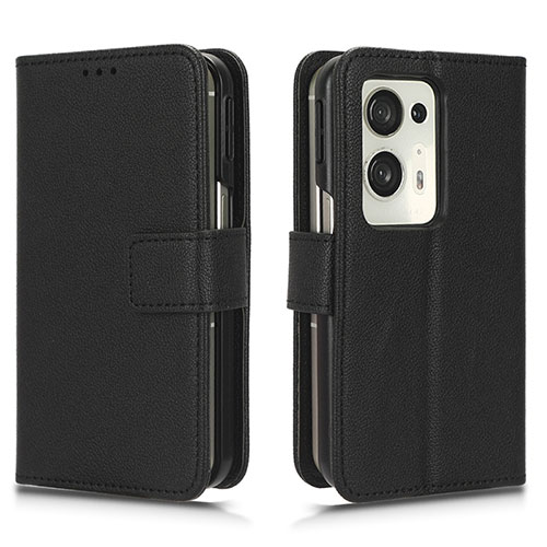 Leather Case Stands Flip Cover Holder for Oppo Find N2 5G Black