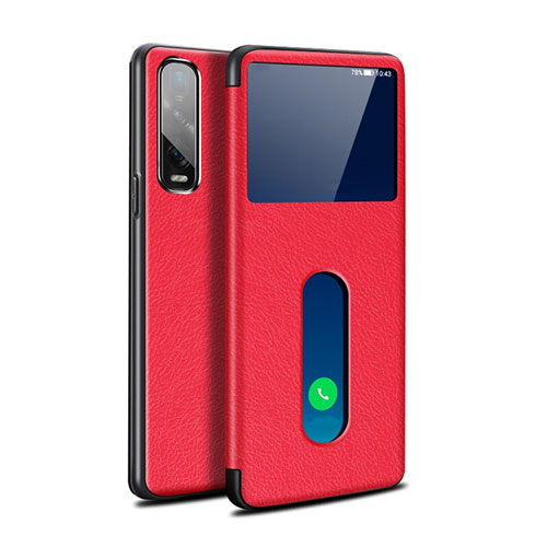 Leather Case Stands Flip Cover Holder for Oppo Find X2 Pro Red