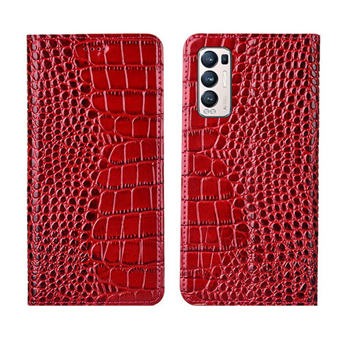 Leather Case Stands Flip Cover Holder for Oppo Reno5 Pro+ Plus 5G Red