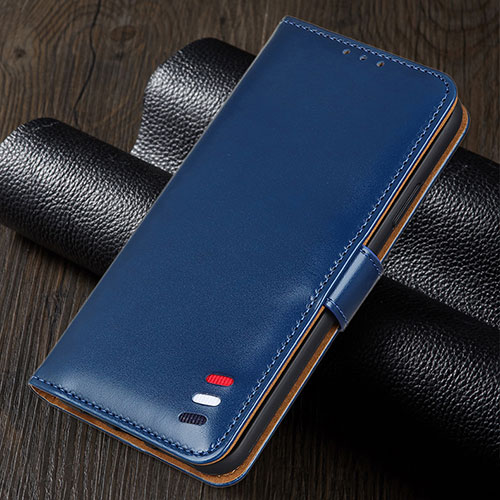 Leather Case Stands Flip Cover Holder for Realme 5 Blue