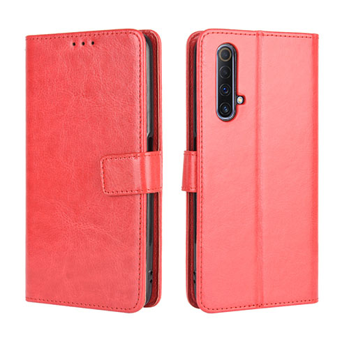 Leather Case Stands Flip Cover Holder for Realme X3 Red