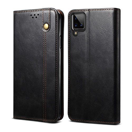 Leather Case Stands Flip Cover Holder for Samsung Galaxy A12 5G Black