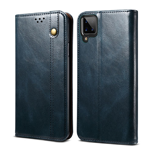 Leather Case Stands Flip Cover Holder for Samsung Galaxy A12 5G Blue