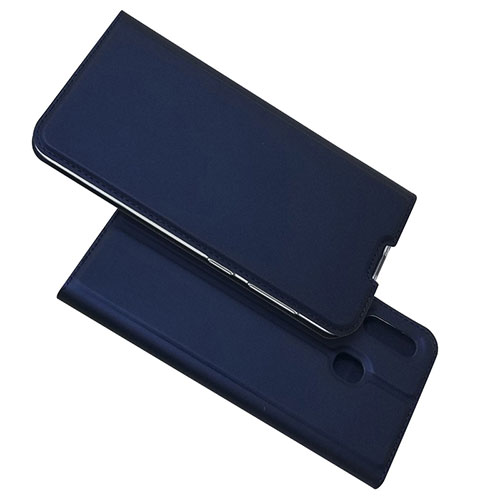 Leather Case Stands Flip Cover Holder for Samsung Galaxy A20 Blue