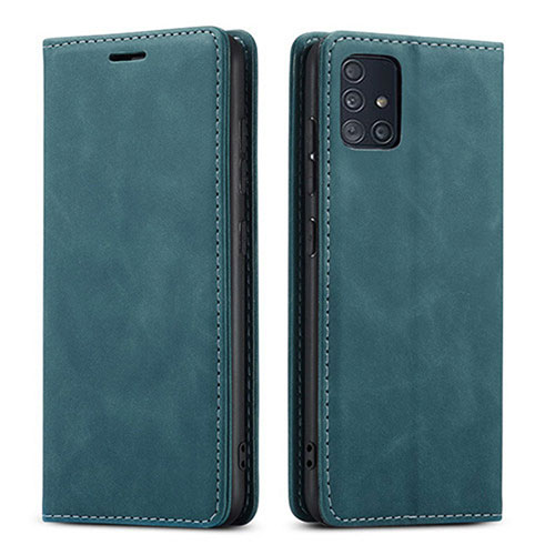 Leather Case Stands Flip Cover Holder for Samsung Galaxy A71 4G A715 Green