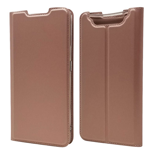 Leather Case Stands Flip Cover Holder for Samsung Galaxy A80 Rose Gold