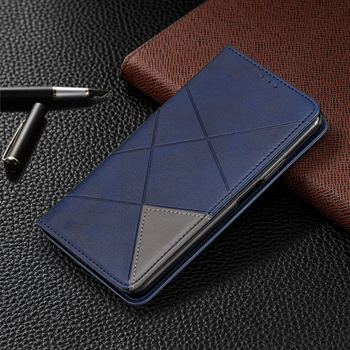 Leather Case Stands Flip Cover Holder for Samsung Galaxy M11 Blue