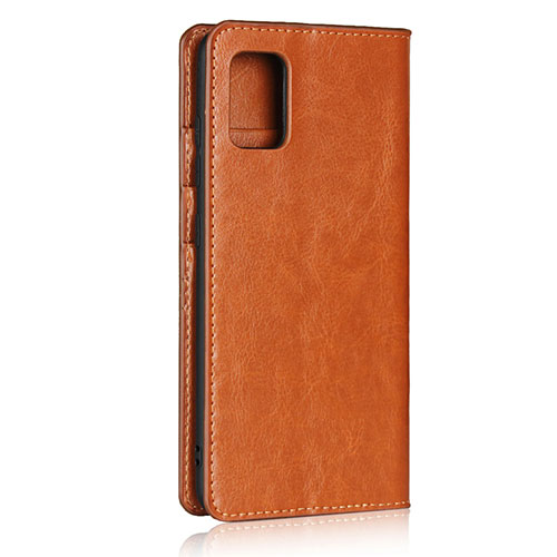 Leather Case Stands Flip Cover Holder for Samsung Galaxy M40S Light Brown