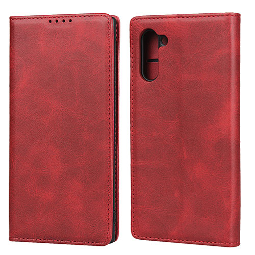 Leather Case Stands Flip Cover Holder for Samsung Galaxy Note 10 5G Red