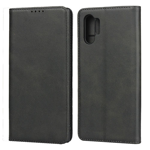 Leather Case Stands Flip Cover Holder for Samsung Galaxy Note 10 Plus 5G Black