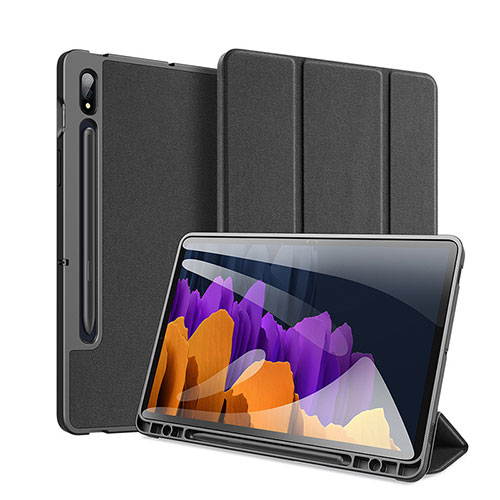 Leather Case Stands Flip Cover Holder for Samsung Galaxy Tab S7 11 Wi-Fi SM-T870 Black