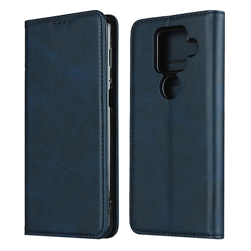 Leather Case Stands Flip Cover Holder for Sharp AQUOS Sense4 Plus Blue