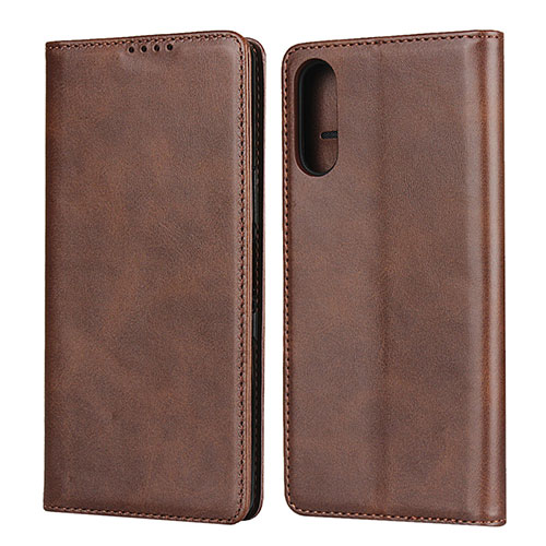 Leather Case Stands Flip Cover Holder for Sony Xperia L4 Brown