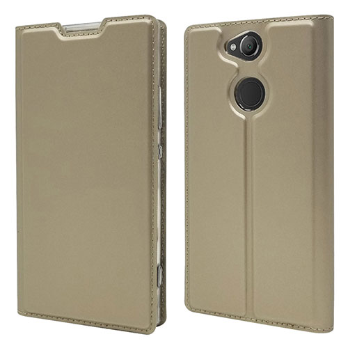 Leather Case Stands Flip Cover Holder for Sony Xperia XA2 Plus Gold