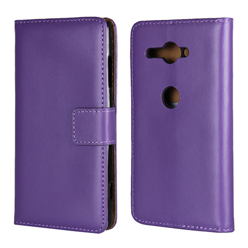 Leather Case Stands Flip Cover Holder for Sony Xperia XZ2 Compact Purple