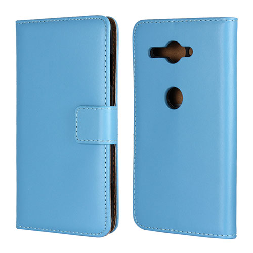 Leather Case Stands Flip Cover Holder for Sony Xperia XZ2 Compact Sky Blue