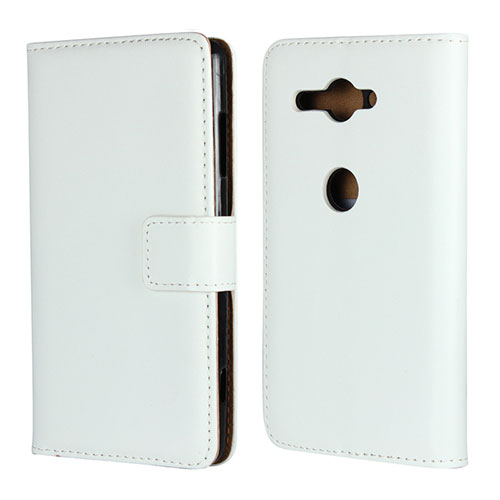 Leather Case Stands Flip Cover Holder for Sony Xperia XZ2 Compact White