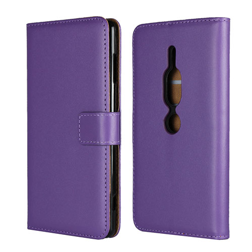 Leather Case Stands Flip Cover Holder for Sony Xperia XZ2 Premium Purple