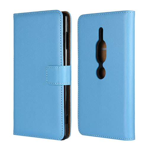 Leather Case Stands Flip Cover Holder for Sony Xperia XZ2 Premium Sky Blue