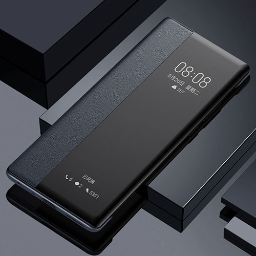 Leather Case Stands Flip Cover Holder for Vivo iQOO U3 5G Black