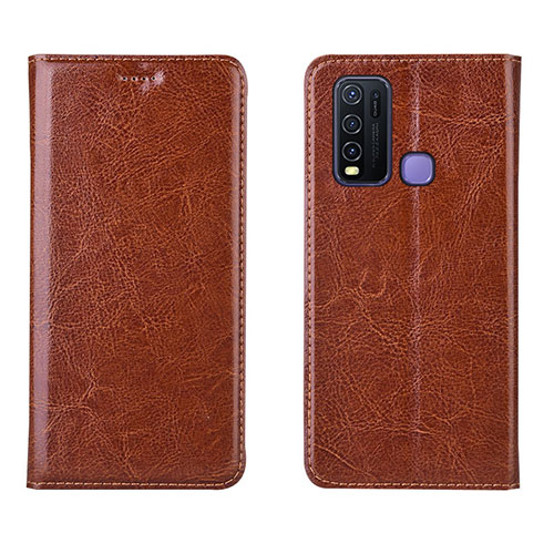 Leather Case Stands Flip Cover Holder for Vivo Y50 Orange