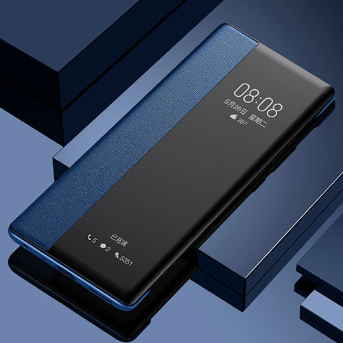 Leather Case Stands Flip Cover Holder for Vivo Y75 5G Blue