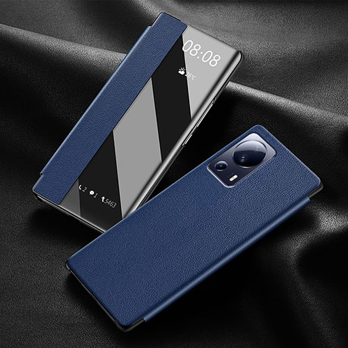 Leather Case Stands Flip Cover Holder for Xiaomi Civi 1S 5G Blue