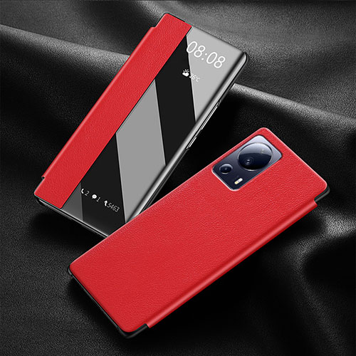 Leather Case Stands Flip Cover Holder for Xiaomi Civi 5G Red