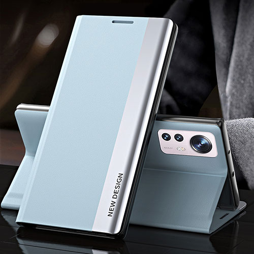 Leather Case Stands Flip Cover Holder for Xiaomi Mi 12 5G Mint Blue