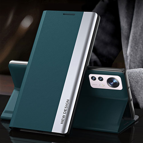 Leather Case Stands Flip Cover Holder for Xiaomi Mi 12X 5G Green