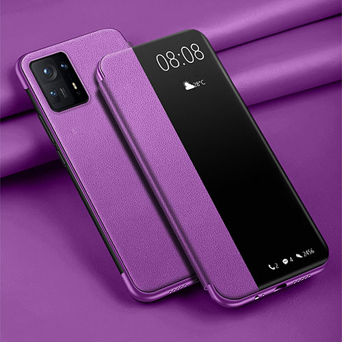 Leather Case Stands Flip Cover Holder for Xiaomi Mi Mix 4 5G Purple