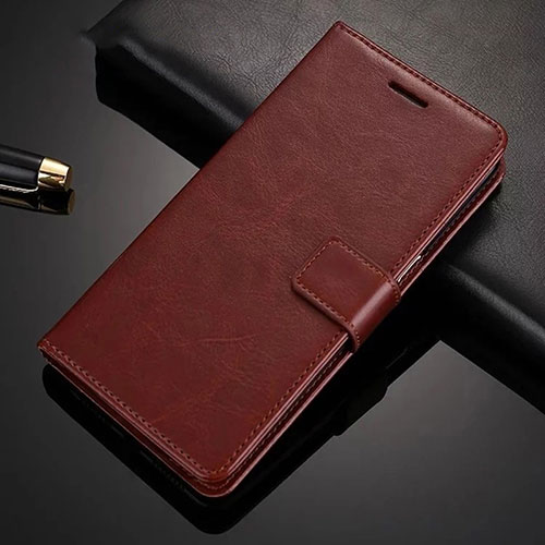 Leather Case Stands Flip Cover Holder for Xiaomi Poco X2 Brown