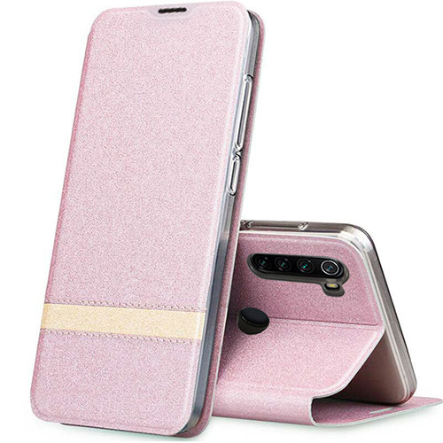 Leather Case Stands Flip Cover Holder for Xiaomi Redmi Note 8T Rose Gold