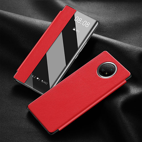 Leather Case Stands Flip Cover Holder for Xiaomi Redmi Note 9 5G Red