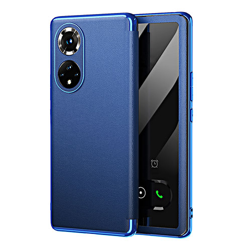 Leather Case Stands Flip Cover Holder GS1 for Huawei Honor 50 Pro 5G Blue