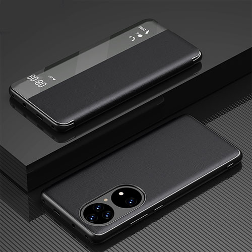 Leather Case Stands Flip Cover Holder GS1 for Huawei P50 Pro Black