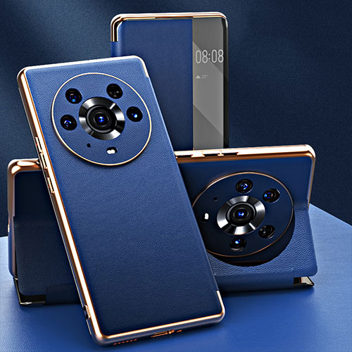 Leather Case Stands Flip Cover Holder GS2 for Huawei Honor Magic3 5G Blue