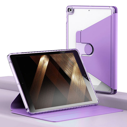 Leather Case Stands Flip Cover Holder H01 for Apple iPad 10.2 (2021) Clove Purple