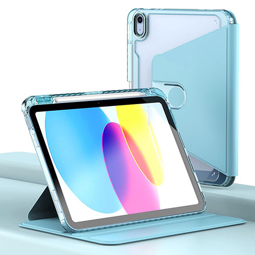 Leather Case Stands Flip Cover Holder H01 for Apple iPad 10.9 (2022) Mint Blue