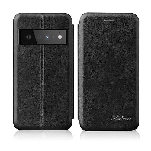 Leather Case Stands Flip Cover Holder H01D for Google Pixel 6 Pro 5G Black
