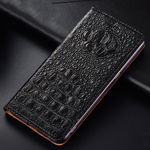 Leather Case Stands Flip Cover Holder H01P for Huawei Honor X8 5G Black