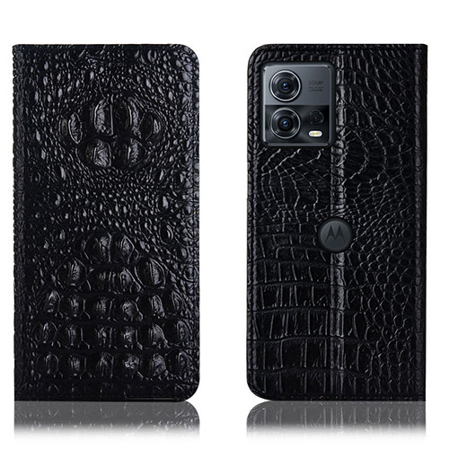 Leather Case Stands Flip Cover Holder H01P for Motorola Moto S30 Pro 5G Black