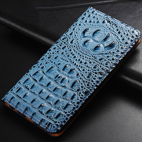 Leather Case Stands Flip Cover Holder H01P for Nokia 1.4 Sky Blue