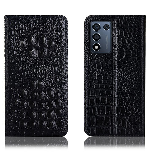 Leather Case Stands Flip Cover Holder H01P for Realme 9 SE 5G Black