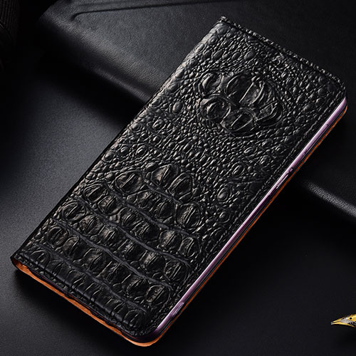 Leather Case Stands Flip Cover Holder H01P for Samsung Galaxy S21 5G Black