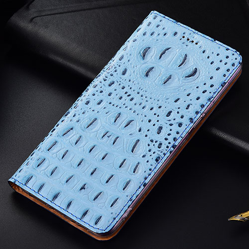 Leather Case Stands Flip Cover Holder H01P for Samsung Galaxy S25 5G Sky Blue