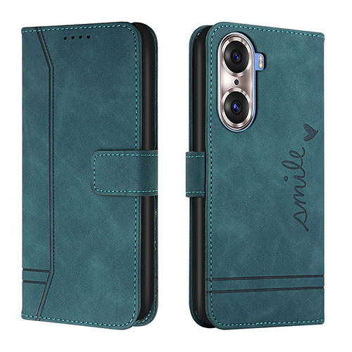 Leather Case Stands Flip Cover Holder H01X for Huawei Honor 60 Pro 5G Green