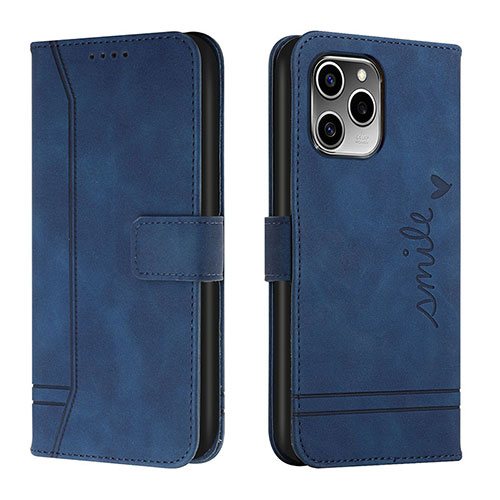 Leather Case Stands Flip Cover Holder H01X for Huawei Honor 60 SE 5G Blue